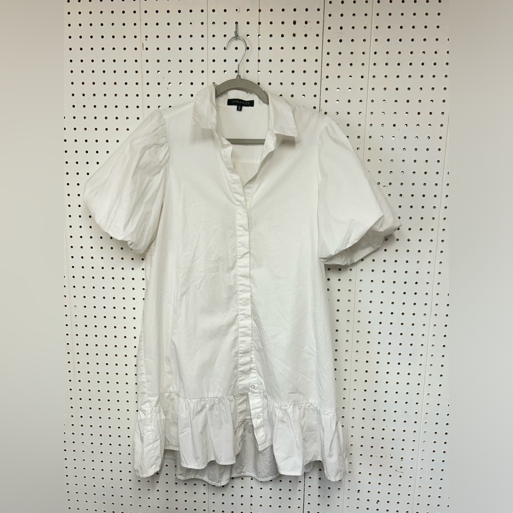 Dynamite Puff Sleeve Shirt Mini Dress